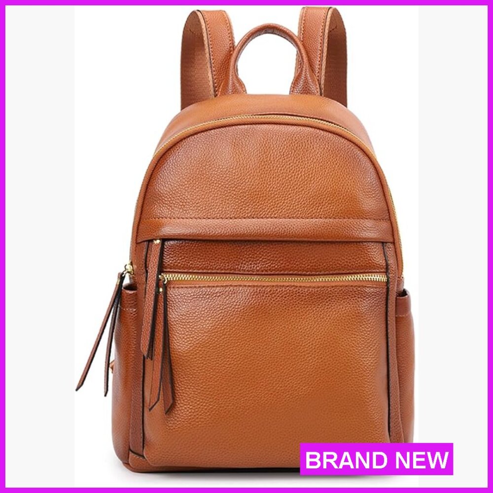 Genuine Leather Backpack Purse Elegant Daypack Adjustable Straps